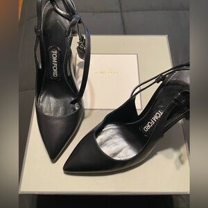 Tom Ford black padlock sling back pumps. Size 7, worn once